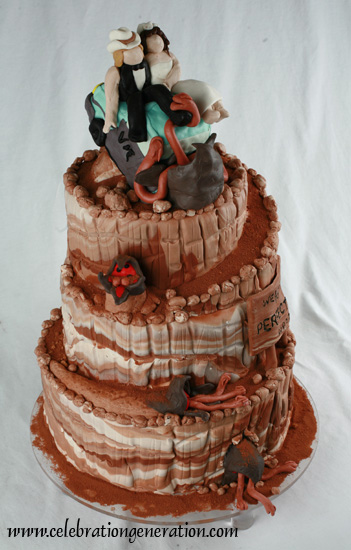 A Tremors themed wedding cake