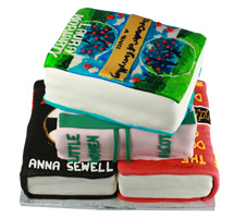Stack of Books Graduation Cake